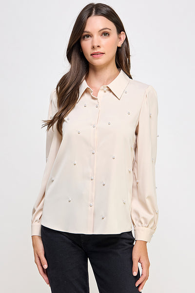 Blusa beige botones camisola