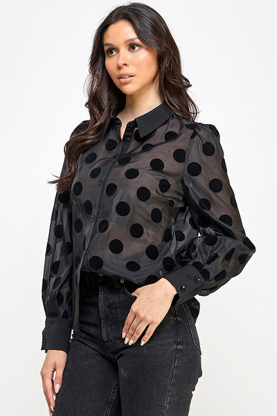 Blusa negra lunares camisola