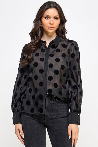 Blusa negra lunares camisola