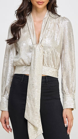 Blusa beige champagne cuello