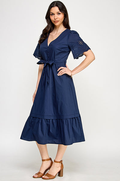 Vestido azul a media pierna