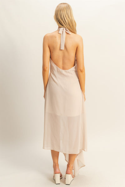 Vestido beige a media pierna