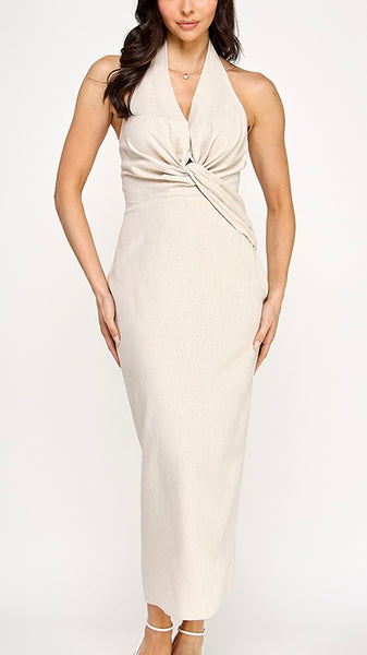 Vestido beige a media pierna