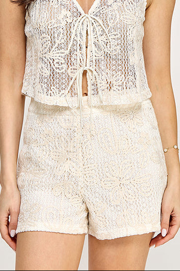 Crop top blanco beige tejido