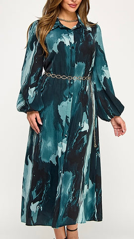 Vestido azul a media pierna