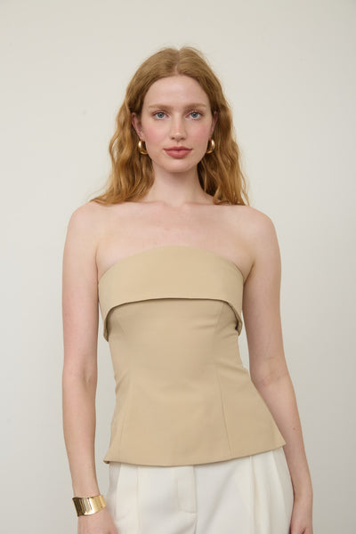 Blusa beige strapless