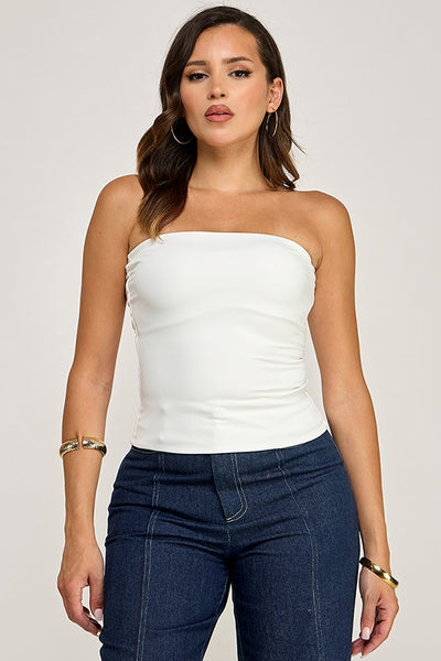 Blusa blanca strapless