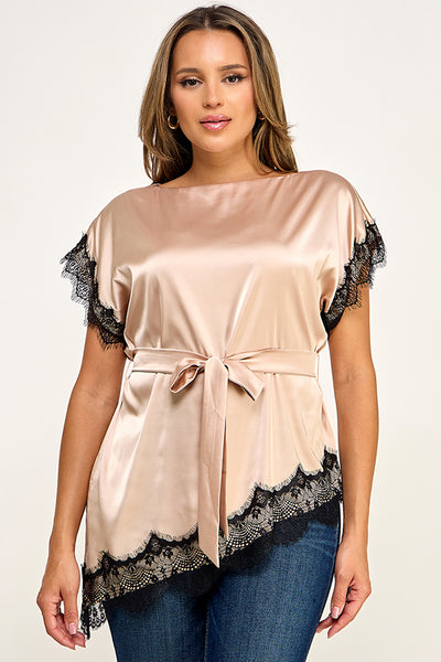 Blusa beige encaje