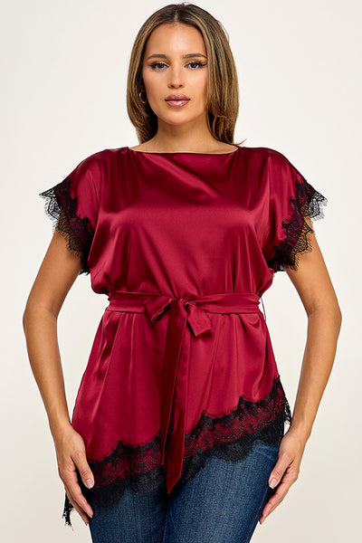 Blusa vino encaje