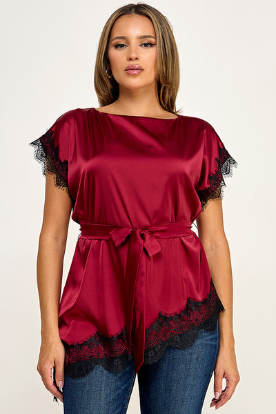 Blusa vino encaje