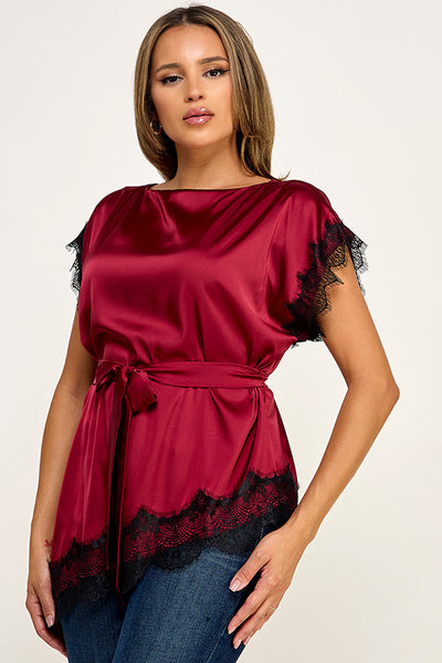 Blusa vino encaje