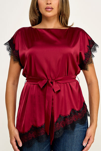 Blusa vino encaje