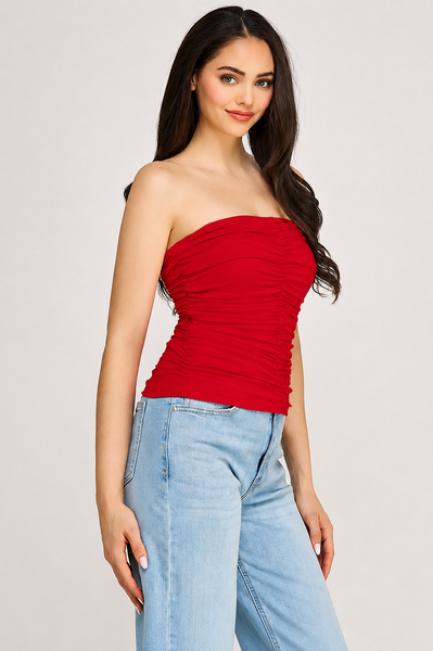 Blusa roja strapless