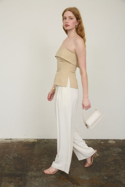 Blusa beige strapless