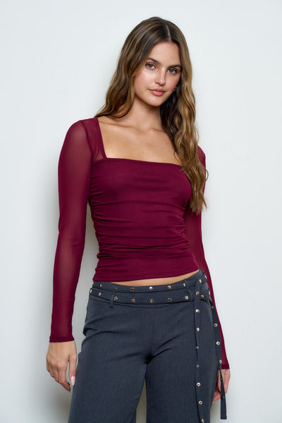 Blusa vino mesh