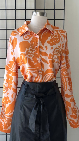 Blusa camisola naranja formal