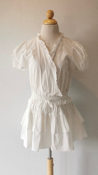 VESTIDO BLANCO CORRUGADO CINTURA