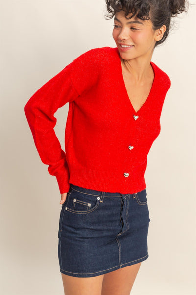 Suéter rojo cardigan