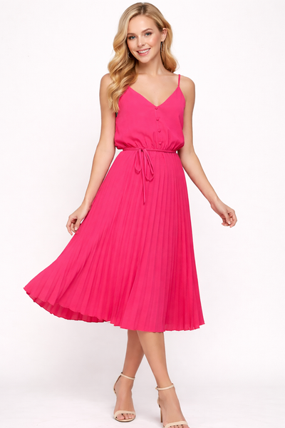 Vestido rosa a media pierna