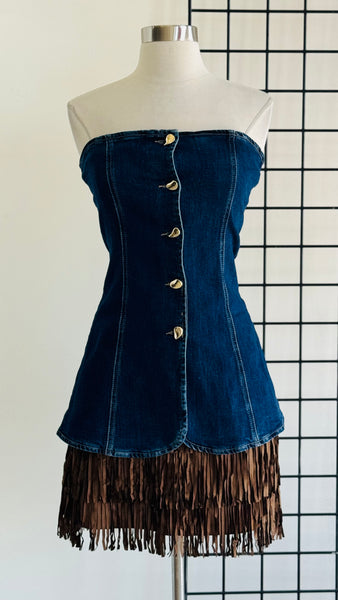 Blusa mezclilla strapless