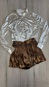 FALDA SHORT BRONCE PLIZADA