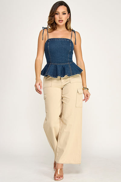 Blusa mezclilla peplum