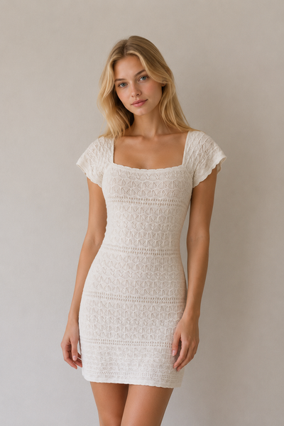 VESTIDO TEJIDO BLANCO SIN ESPALDA