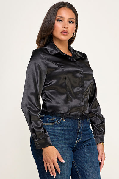 Blusa negra encaje abajo