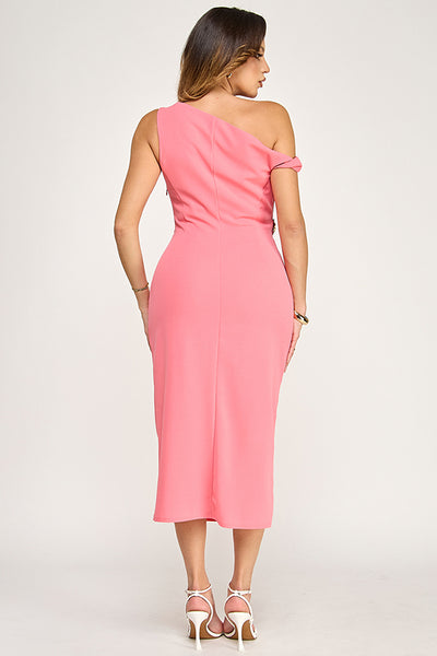 Vestido coral a media pierna