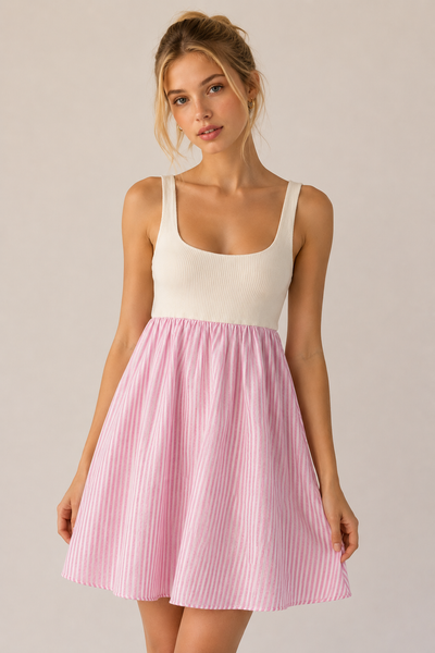 VESTIDO ROSA RAYAS