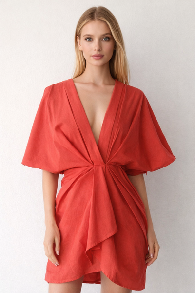 Vestido corto lino