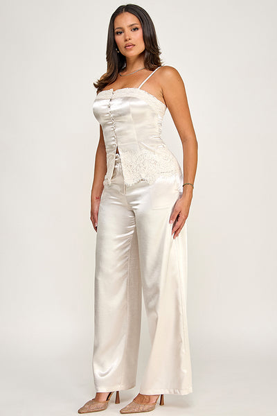 Conjunto beige satín