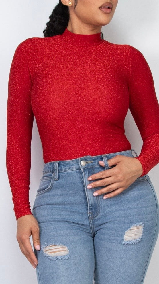 Bodysuit rojo metálico