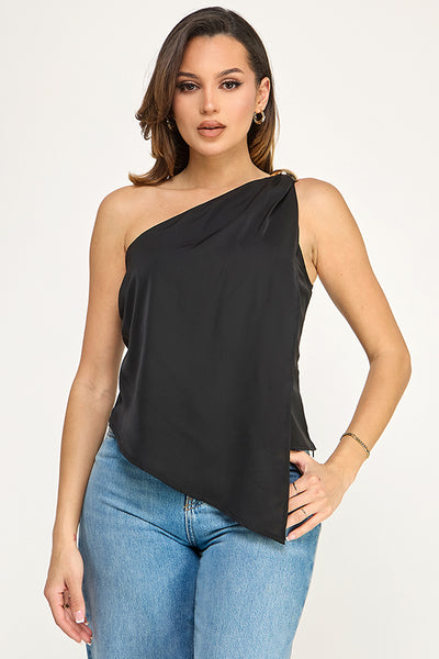 Blusa negra un hombro