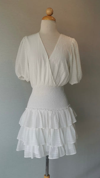 VESTIDO BLANCO CUADROS