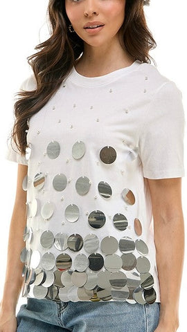 Camiseta blanca plata