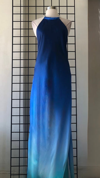 Vestido azul verde plata