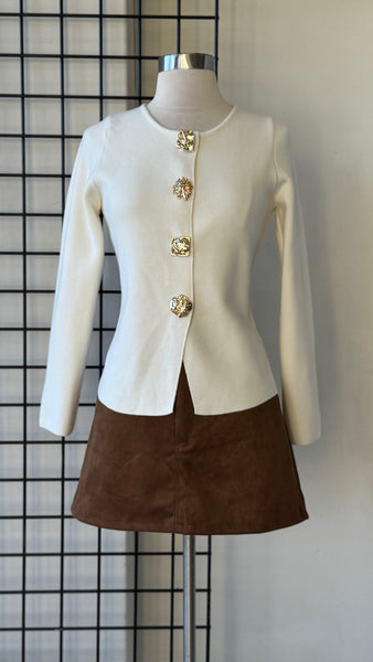 Suéter blanco beige dorado