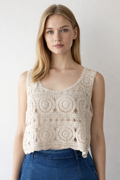 Blusa beige tejida