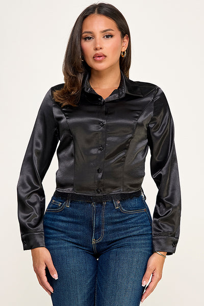 Blusa negra encaje abajo