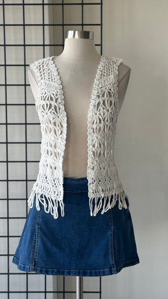 Blusa chaleco blanca tejida