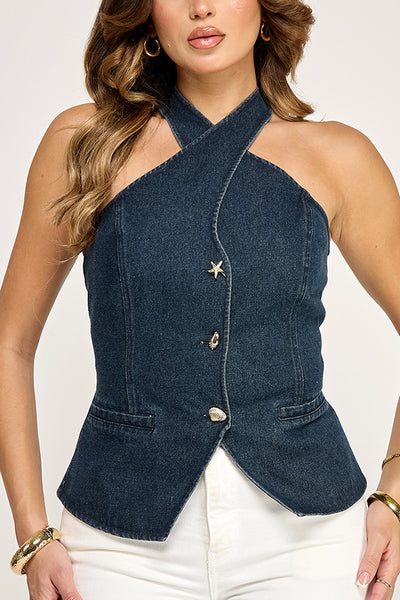 Blusa chaleco mezclilla