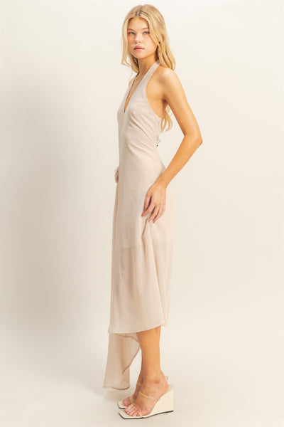 Vestido beige a media pierna