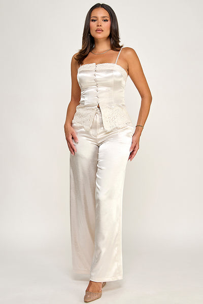 Conjunto beige satín