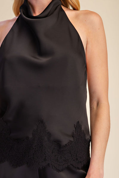 Blusa negra halter encaje
