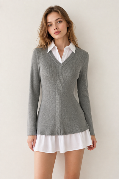 Vestido gris suéter