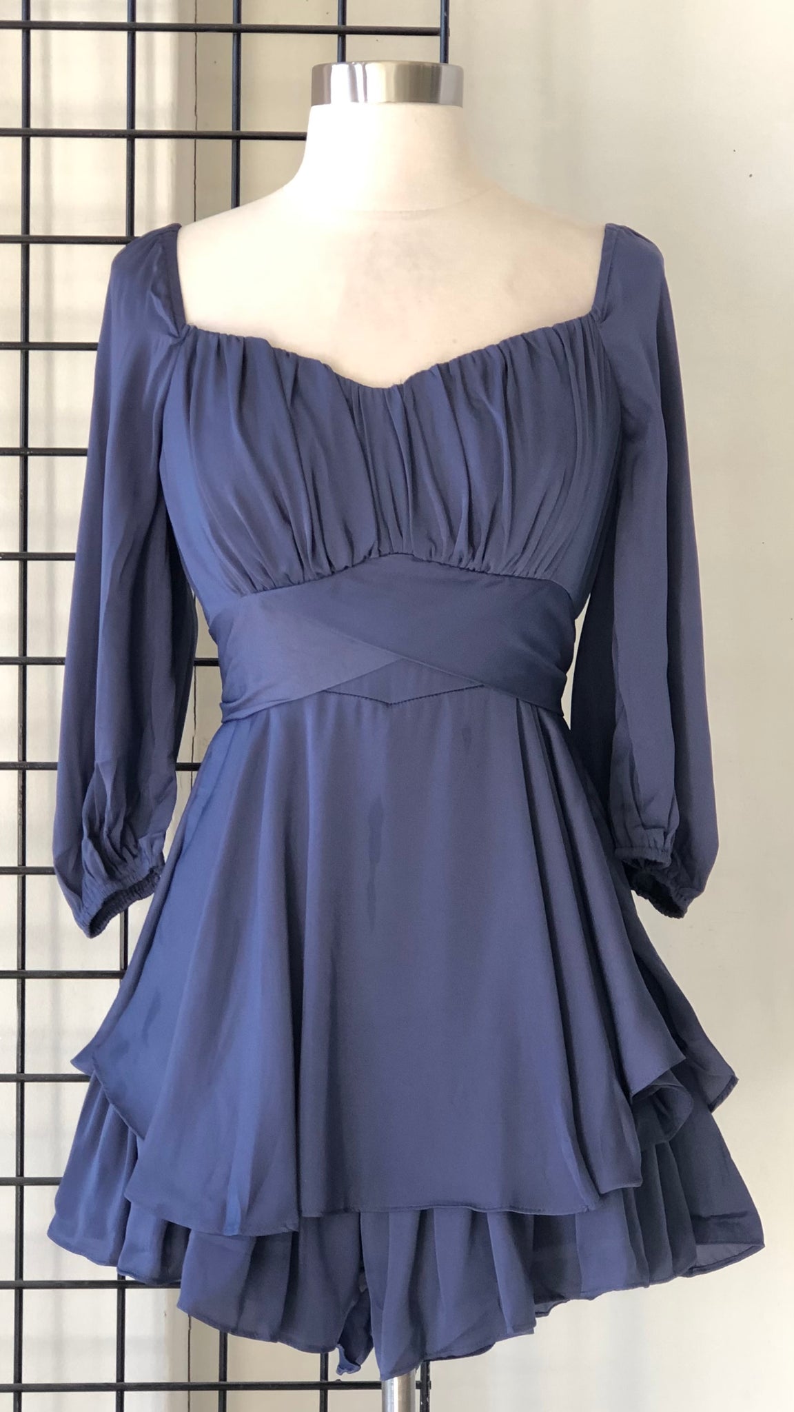 Vestido azul manga