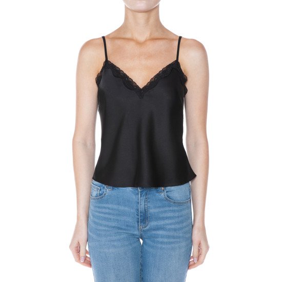 Blusa negra satín