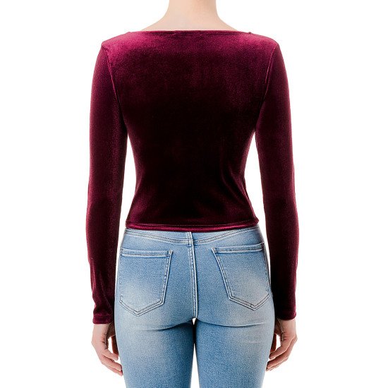 Crop top vino terciopelo