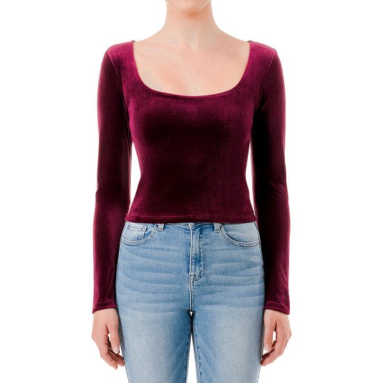 Crop top vino terciopelo